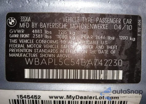 2011 BMW 335I xDrive z USA, uszkodzony, nr VIN WBAPL5C54BA742230